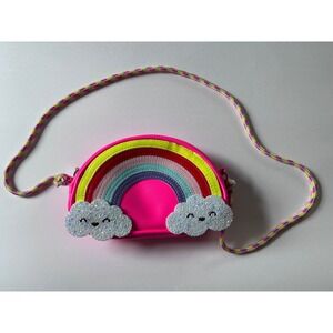 Adorable Little Girl's Rainbow Purse Bright Pink with‎ Cord Strap